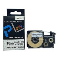 NHÃN IN CASIO MZ-18X / CHỮ ĐEN NỀN TRONG 18MM