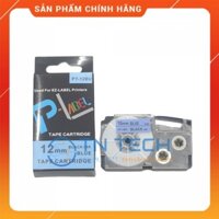 NHÃN IN CASIO PT-12BU – CHỮ ĐEN NỀN DƯƠNG 12MM X 8M