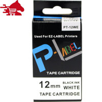 NHÃN IN CASIO PT-12WE, CHỮ ĐEN NỀN TRẮNG, KHỔ RỘNG 12MM