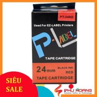 Nhãn in Casio PT-24RD, chữ đen nền đỏ, khổ rộng 24mm, Phu Hoang Company