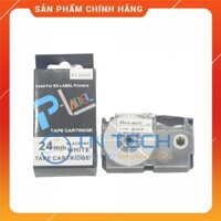 NHÃN IN CASIO PT-24WE – CHỮ ĐEN NỀN TRẮNG 24MM X 8M