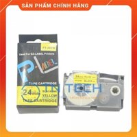NHÃN IN CASIO PT-24YW – CHỮ ĐEN NỀN VÀNG 24MM X 8M