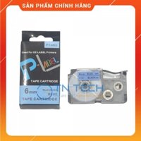 Nhãn in Casio PT-6BU – Chữ đen nền xanh dương 6MM X 8M