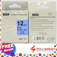 Nhãn in chữ đen nền trắng SS12KW / LC-4WBN (12mm) tương thích máy in nhãn Epson / KingJim Tepra