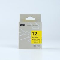 Nhãn in chữ đen nền vàng SC12YW / LC-4YBN (12mm) tương thích máy in nhãn Epson / KingJim Tepra (Yellow)