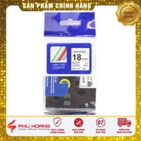 Nhãn in Hze-141 ( Tương thích băng nhãn Tze-141, Tz2- 141), 18mm*8m, chữ đen nền trong suốt, Black on clear, máy brother