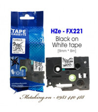 Nhãn In HZe-FX221 (TZe-FX221, TZ2-FX221), 9mm X 8m, Chữ đen trên nền trắng