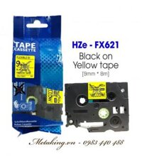 Nhãn In HZe-FX621 (TZe-FX621, TZ2-FX621), 9mm X 8m, Chữ đen trên nền vàng