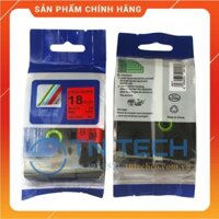 Nhãn In HZe-S441 Brother - Đen nền đỏ 18mm x 8m