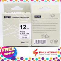 Nhãn in khổ 12mm (Tepra SC12B – chữ đen nền xanh dương) – tương thích máy in nhãn Epson / Tepra