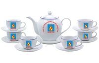[Nhận In Logo] Bộ Ấm Chén Gốm Sứ Bát Tràng Dáng Minh Long Kẻ Chỉ Xanh
