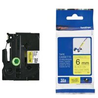 Nhãn in siêu dẻo Brother TZe-Fx611. Chữ đen nền vàng, Khổ 6mmx8M
