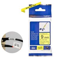 Nhãn in siêu dẻo Brother TZe-FX621 Chữ đen nền vàng khổ 9mmx8M