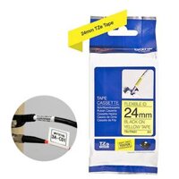Nhãn in siêu dẻo Brother TZe-FX651 Chữ đen nền vàng khổ 24mmx8M
