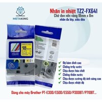 Nhãn in Siêu Dẻo TZ2-FX641 dùng cho máy PT-P700, PT-P750W,PT-E300, PT-E500 - Chữ đen nền vàng 18mm x8m