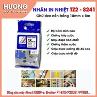 Nhãn in Siêu Dính TZ2-S241 dùng cho máy PT-E300/E500/P300BT/P710BT - Chữ đen nền vàng 18mm x 8m