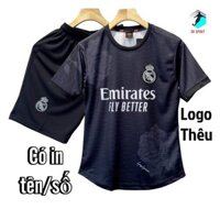[Nhận in tên số theo yêu cầu]Quần Áo Bóng Đá, Đồ Đá Banh Real Madrid đen hoa hồng 2024/2025 cao cấp