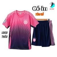 [Nhận in tên số theo yêu cầu]Quần Áo Bóng Đá, Đồ Đá Banh Đức hồng 2023 2024 mè kim cao cấp