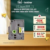 Nhãn In Tiêu Chuẩn TZE Brother Tze-621 Chữ Đen Trên Nền Vàng 9mm - Hàng chính hãng
