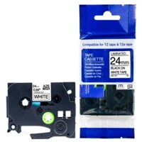 Nhãn in tương thích Brother TZE-251, khổ 24mm, dài 8m, chữ đen nền trắng