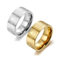 Nhẫn Inox 316L Hình Thánh Giá 8mm Màu Vàng / Bạc Kích Cỡ 5-13