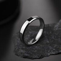 Nhẫn inox 4li trơn vác cạnh (trắng) MNH091-2 Không đen không gỉ sét