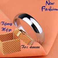 Nhẫn inox bản mo tròn 4mm đẹp, khồng đen, hợp thời trang - Tặng hộp đựng xinh xắn 01 chiếc - size 5
