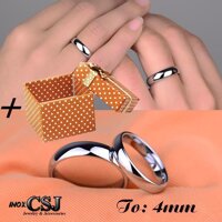 Nhẫn inox bản mo tròn 4mm đẹp, khồng đen, hợp thời trang - Tặng hộp đựng xinh xắn 01 chiếc - size 10