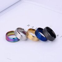 NHẪN INOX BẢNG TRƠN TO 8MM ĐỦ MÀU PHONG CÁCH CÁ TÍNH THỜI TRANG HÀN QUỐC - NGẪU NHIÊN,10
