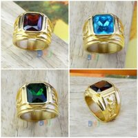 NHẪN INOX NAM ĐAI RẮN - CHẤT LIỆU INOX CAO CẤP MẠ VÀNG, ĐÁ - KHÔNG RỈ SET