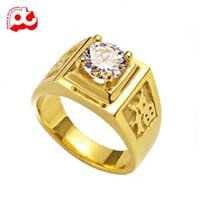 Nhẫn inox nam mạ vàng chữ phước đính xoàn thép không gỉ TSNNA235