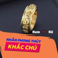 Nhẫn inox nam, nữ khắc Chú Om mani có tính phong thủy mạnh, không đen và bay màu, kết cấu xoay 2 lớp