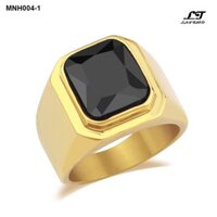 Nhẫn inox nam trơn bóng mặt đá đen MNH004-1 Không đen không gỉ sét