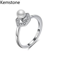 Nhẫn Kemstone Zirconia Cho Nữ Quà Tặng Trang Sức Nhẫn Giả Ngọc Trai Hình Tổ Ong Bằng Bạc S925 [bonus]