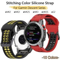 Nhấn Khâu Màu Dây Đeo Silicon Cho Garmin Descent G2 MK3 MK3i MK2 MK2i MK2S G1 Đồng Hồ Lặn Năng Lượng Mặt Trời Tản Nhiệt Phát Hành Nhanh Khóa Ngược Dây Đeo Tay