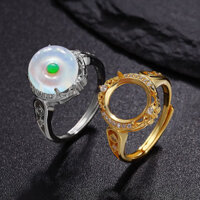 Nhẫn khóa hòa bình cho phụ nữ, bạc S925, khóa an toàn nhỏ, nhẫn khóa hòa bình, hạt bàn tính, hạt phẳng, khung nhẫn DIY ngọc bích