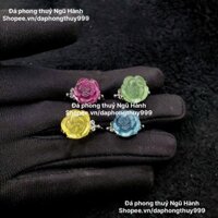 Nhẫn khung titan đa flourite hoa siêu đẹp hàng kiểm định