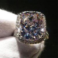 Nhẫn Kim Cương 8ct Sang Trọng Trang Sức Vàng Trắng 14K Moissanite Court Nhẫn Cưới Đính Hôn Dành Cho Nữ Cô Dâu Phụ Kiện Tiệc