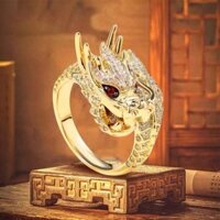 Nhẫn kim cương đầy đủ năm hoàng đạo rồng mới cho nam và nữ