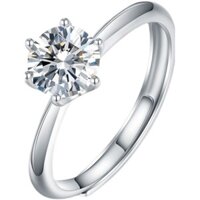 Nhẫn kim cương mô phỏng sáu móng cao cấp cho phụ nữ, 30 điểm, 50 điểm, nhẫn cưới moissanite một carat, bạc nguyên chất mạ bạch kim