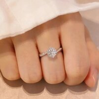 Nhẫn kim cương moissanite một carat chính hãng cho phụ nữ, nhẫn cưới 50 điểm, nhẫn giả kim cương, quà tặng cho vợ 2.12 KJRX