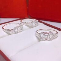 NHẪN KIM TIỀN BẠC TA NHỎ XINH MẶT GẮN ĐÁ NHỎ - NHẪN BẠC TT