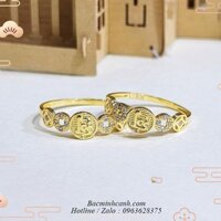 Nhẫn kim tiền chữ lộc vàng 10K NNU200