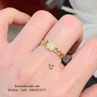 Nhẫn kim tiền cỏ 4 lá nạm đá vàng 10k NNU269
