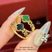 Nhẫn kim tiền cỏ 4 lá vàng 10k lắp đá NNU272