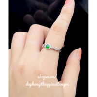 Nhẫn kim tiên ngoc phi thuý lên khung bac