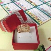 Nhẫn kim tiền trơn bạc xi vàng