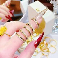 Nhẫn Lông Voi Đính Dải Đá Vàng Tây 10 Kara – Thắng Giang