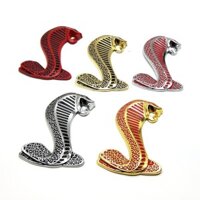 Nhãn lưới rắn hổ mang 3D Nhãn dán xe bằng kim loại ba chiều Thích hợp cho Mustang Nhãn sửa đổi Nhãn dán trang trí xe hơi