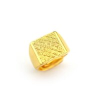 Nhẫn lưới vuông mờ mạ vàng 18K dành cho nam giới Nhẫn đeo tay có thể điều chỉnh mở